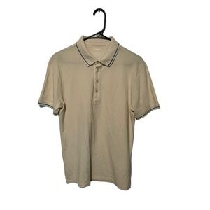 Bonobos Polo Shirt Mens Medium Beige Short Sleeve Pima Cotton Golf Golfer Casual